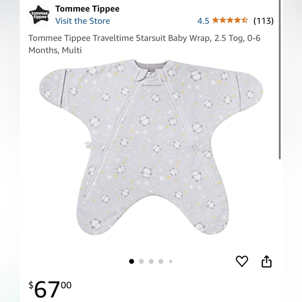 Tommee tippee starsuit 2.5tog 0-6m